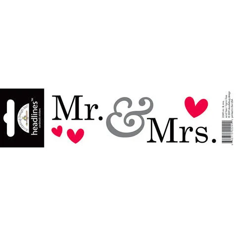 Doodlebug Design - Headlines Collection - Cardstock Stickers - Mr. And Mrs.