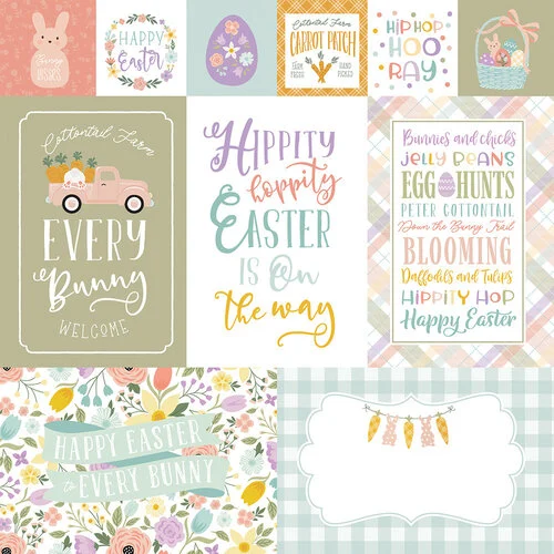 Echo Park - It's Easter Time Collection - 12 x 12 Double Sided Paper - Multi Journaling Cards