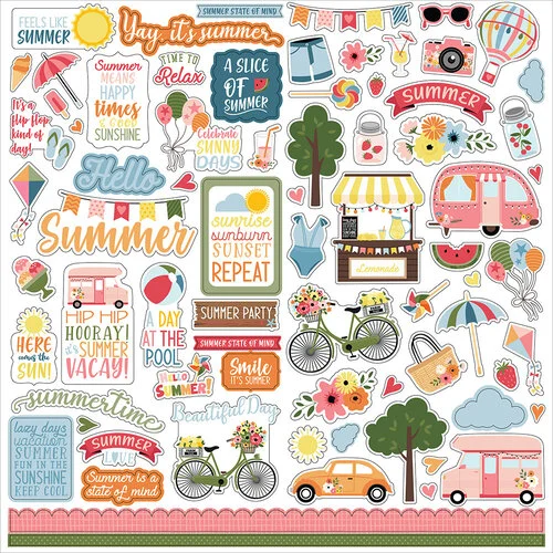 Echo Park - Here Comes The Sun Collection - 12 x 12 Cardstock Stickers - Elements 1 Echo Park - Here Comes The Sun Collection - 12 x 12 Cardstock Stickers - Elements