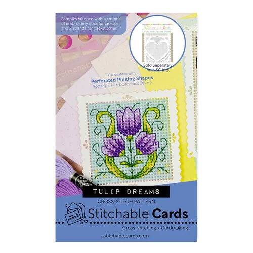 Waffle Flower Crafts - Stitchable Cards Collection - Cross Stitch Pattern Template - Tulip Dreams
