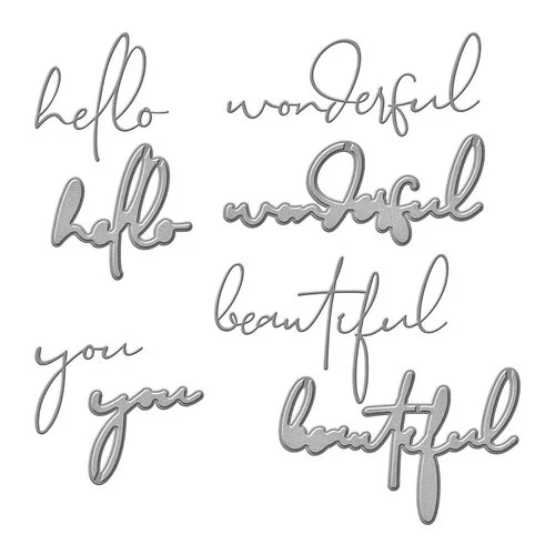 Spellbinders - Etched Dies - Anemone Blooms - Wonderful Script Sentiments