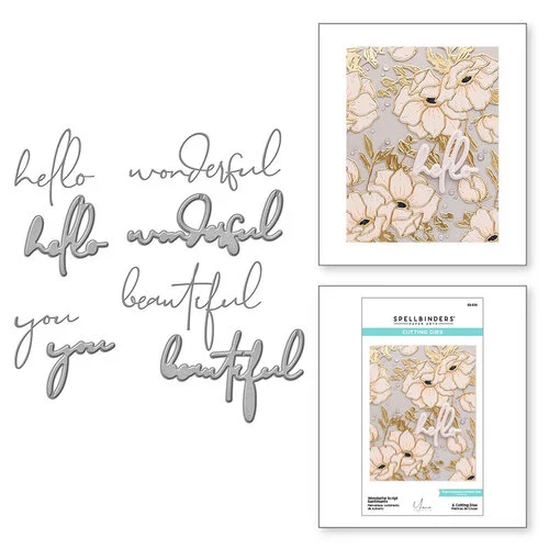 Spellbinders - Etched Dies - Anemone Blooms - Wonderful Script Sentiments