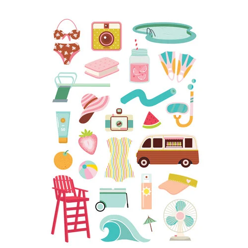 Simple Stories - Retro Summer Collection - Sticker Book