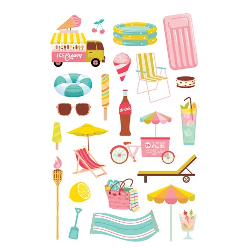 Simple Stories - Retro Summer Collection - Sticker Book