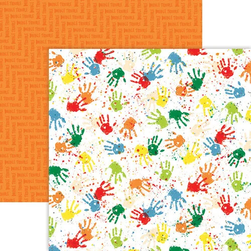 Reminisce - Brothers Collection - 12 x 12 Double Sided Paper - Handprints 1 Reminisce - Brothers Collection - 12 x 12 Double Sided Paper - Handprints
