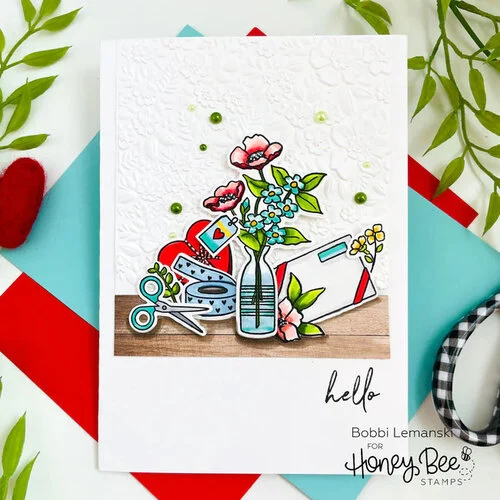 Honey Bee Stamps - Happy Hearts Collection - 3D Embossing Folder - Spring Medley 10 Honey Bee Stamps - Happy Hearts Collection - 3D Embossing Folder - Spring Medley