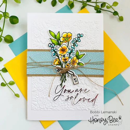 Honey Bee Stamps - Happy Hearts Collection - 3D Embossing Folder - Spring Medley 8 Honey Bee Stamps - Happy Hearts Collection - 3D Embossing Folder - Spring Medley