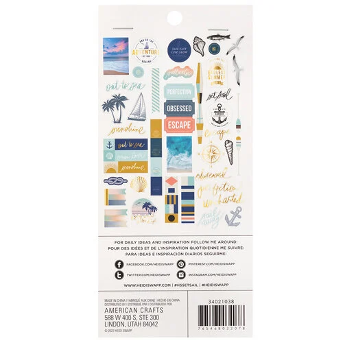 Heidi Swapp - Set Sail Collection - Ephemera with Gold Foil Accents