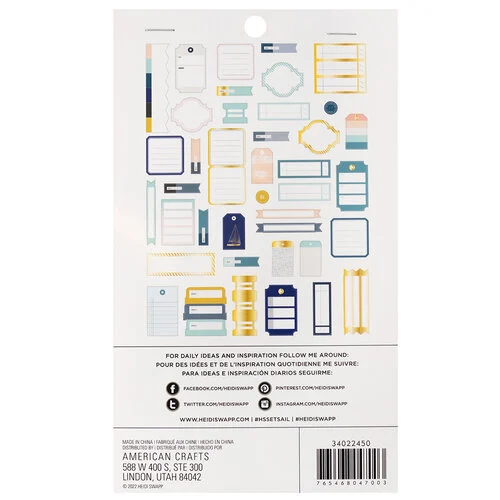 Heidi Swapp - Set Sail Collection - Ephemera - Journaling with Gold Foil Accents