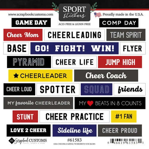 Scrapbook Customs - Cardstock Stickers - Cheer Wordbits