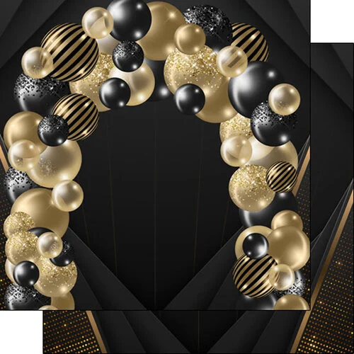 Scrapbook Customs - 12 x 12 Double Sided Paper - Balloon Arch