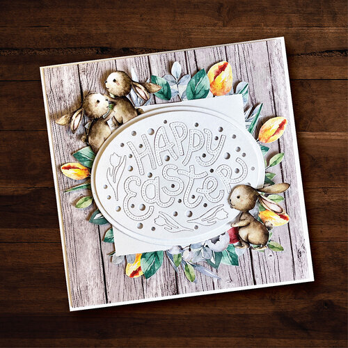 Paper Rose - Dies - Happy Easter Oval