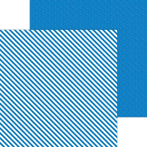 Doodlebug Design - Monochromatic Collection - 12 x 12 Double Sided Paper - Blue Jean Candy Stripe