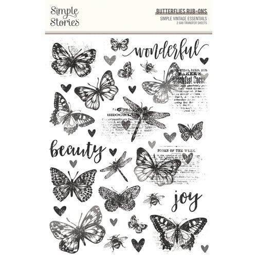 Simple Stories - Simple Vintage Essentials Collection - Rub Ons - Butterflies