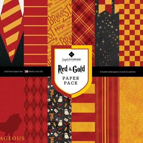 Scrapbook Customs - Wizard Collection - 6 x 6 Paper Pack - Red and Gold