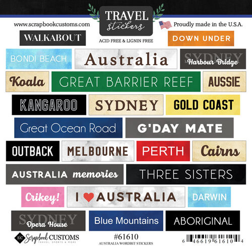 Scrapbook Customs - Cardstock Stickers - Australia Wordbits 1 Scrapbook Customs - Cardstock Stickers - Australia Wordbits