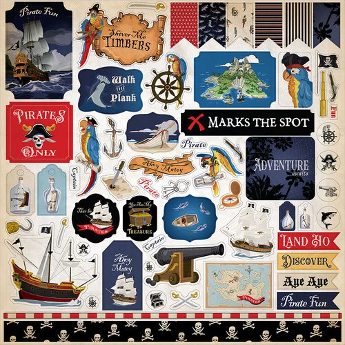 Carta Bella Paper - Pirates Collection - 12 x 12 Cardstock Stickers - Elements 1 Carta Bella Paper - Pirates Collection - 12 x 12 Cardstock Stickers - Elements