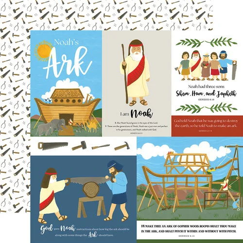 Echo Park - Bible Stories Collection - Noah's Ark - 12 x 12 Double Sided Paper - Multi Journaling Cards 1 Echo Park - Bible Stories Collection - Noah's Ark - 12 x 12 Double Sided Paper - Multi Journaling Cards