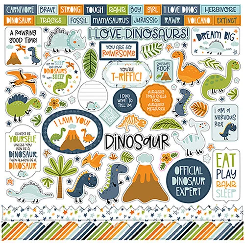Echo Park - Dino-Mite Collection - 12 x 12 Cardstock Stickers - Elements 1 Echo Park - Dino-Mite Collection - 12 x 12 Cardstock Stickers - Elements