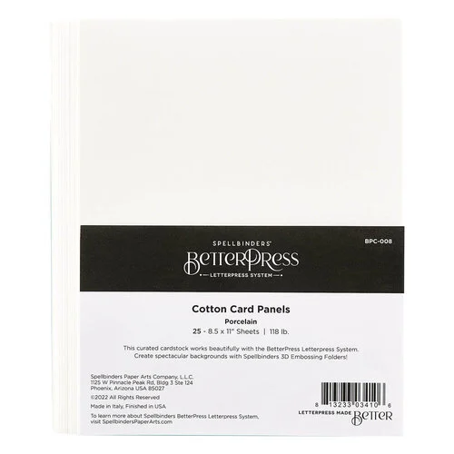 Spellbinders - BetterPress Collection - Cotton Sheets - Porcelain - 8.5 x 11