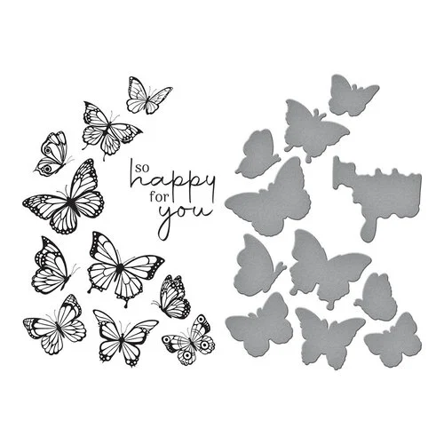 Spellbinders - BetterPress Collection - Press Plates and Die Set - Butterfly Swirl