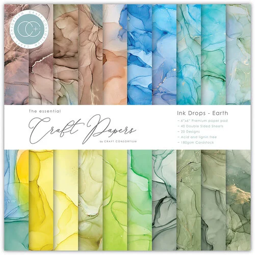 Craft Consortium - Ink Drops Collection - 6 x 6 Paper Pad - Earth 1 Craft Consortium - Ink Drops Collection - 6 x 6 Paper Pad - Earth