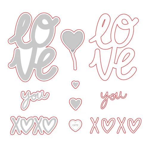 Scrapbook.com - Coordinating Die Set - Love You xoxo