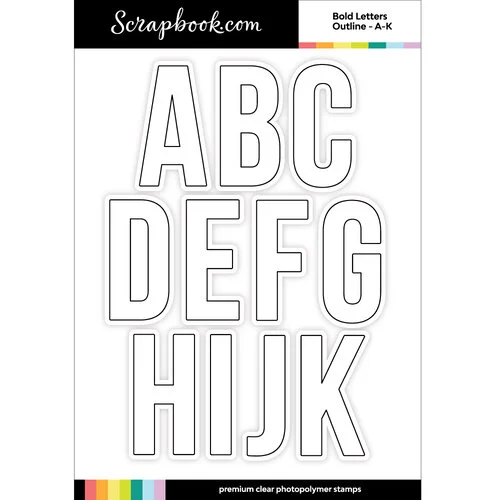 Scrapbook.com - Clear Photopolymer Stamp Set - Bold Letters - Large - Outline A-Z with Characters