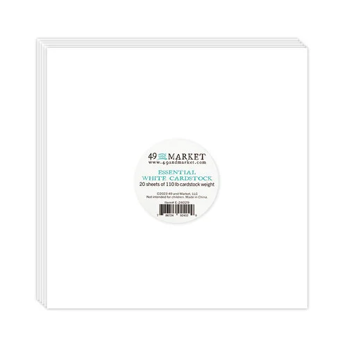 49 and Market - 12 x 12 Essential Cardstock - White - 20 Pack