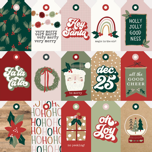Simple Stories - Boho Christmas Collection - 12 x 12 Double Sided Paper - Tag Elements