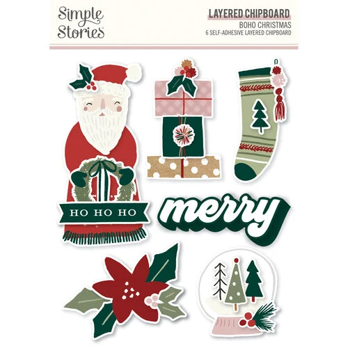 Simple Stories - Boho Christmas Collection - Layered Chipboard