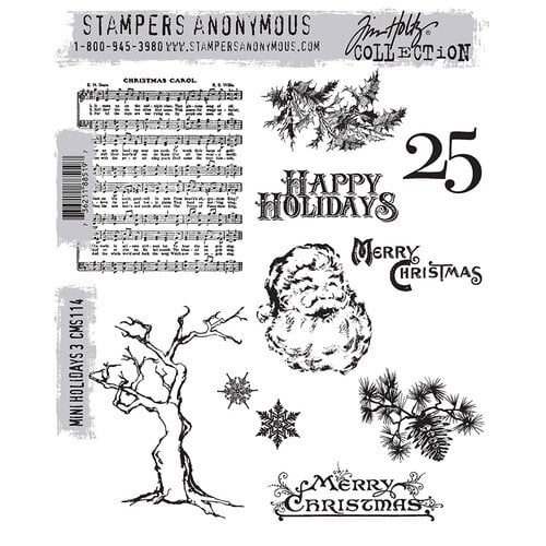 Stampers Anonymous - Tim Holtz - Cling Mounted Rubber Stamp Set - Mini Holidays 3