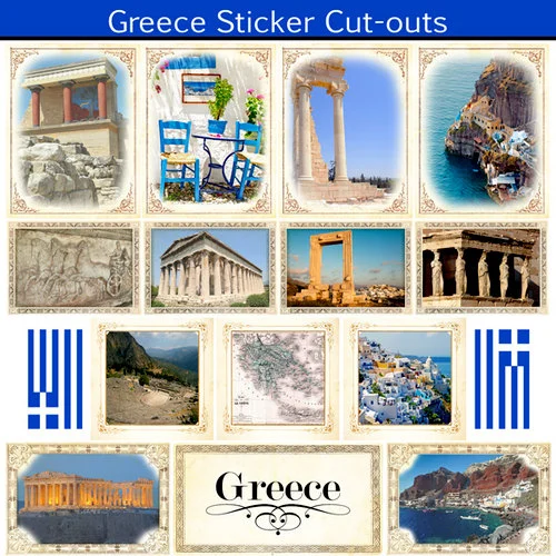 Scrapbook Customs - 12 x 12 Sticker Cut Outs - Greece Sightseeing 1 Scrapbook Customs - 12 x 12 Sticker Cut Outs - Greece Sightseeing