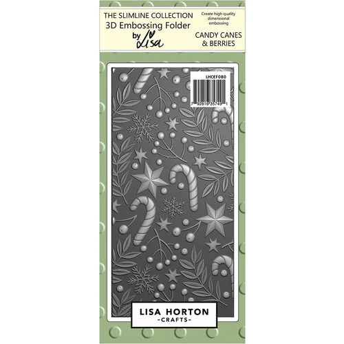 Lisa Horton Crafts - Slimline - 3D Embossing Folder - Candy Canes and Berries 1 Lisa Horton Crafts - Slimline - 3D Embossing Folder - Candy Canes and Berries