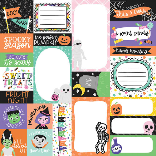Echo Park - Monster Mash Collection - 12 x 12 Double Sided Paper - Multi Journaling Cards