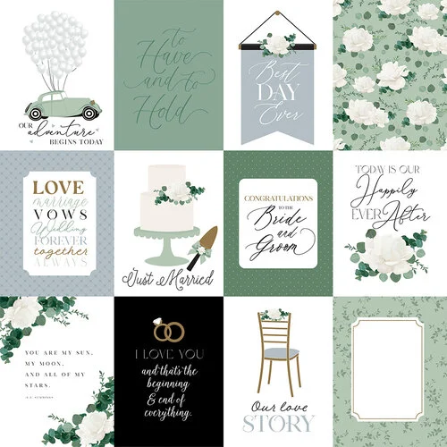 Echo Park - Wedding Bells Collection - 12 x 12 Double Sided Paper - 3 x 4 Journaling Cards 2 Echo Park - Wedding Bells Collection - 12 x 12 Double Sided Paper - 3 x 4 Journaling Cards