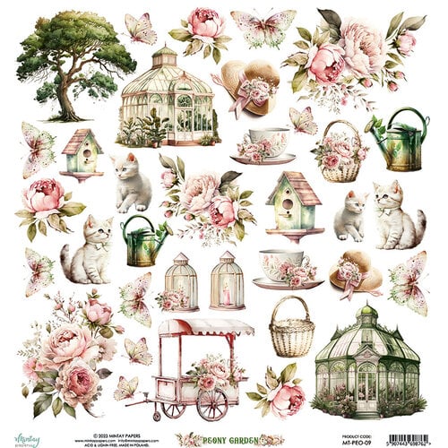 Mintay Papers - Peony Garden Collection - 12 x 12 Double Sided Paper - Elements 2 Mintay Papers - Peony Garden Collection - 12 x 12 Double Sided Paper - Elements