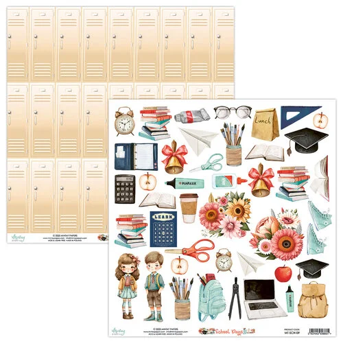 Mintay Papers - School Days Collection - 12 x 12 Double Sided Paper - Elements 1 Mintay Papers - School Days Collection - 12 x 12 Double Sided Paper - Elements