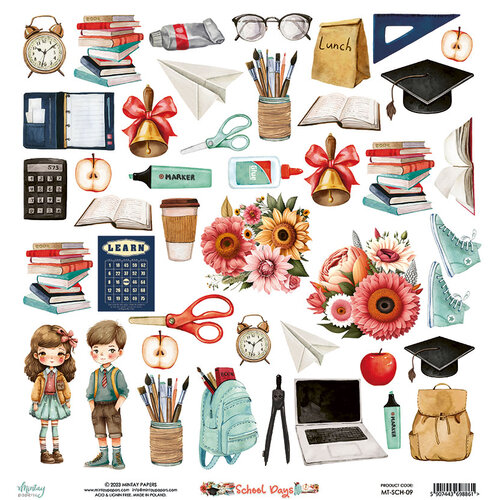 Mintay Papers - School Days Collection - 12 x 12 Double Sided Paper - Elements 2 Mintay Papers - School Days Collection - 12 x 12 Double Sided Paper - Elements