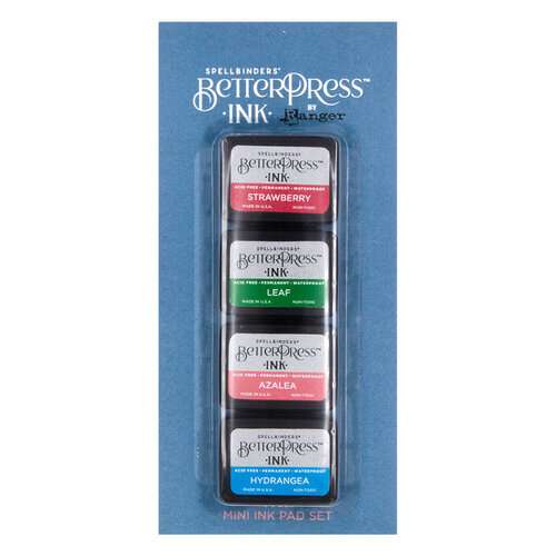 Spellbinders - BetterPress Collection - BetterPress Ink - Mini Ink Pads - Flower Garden - 4 Pack