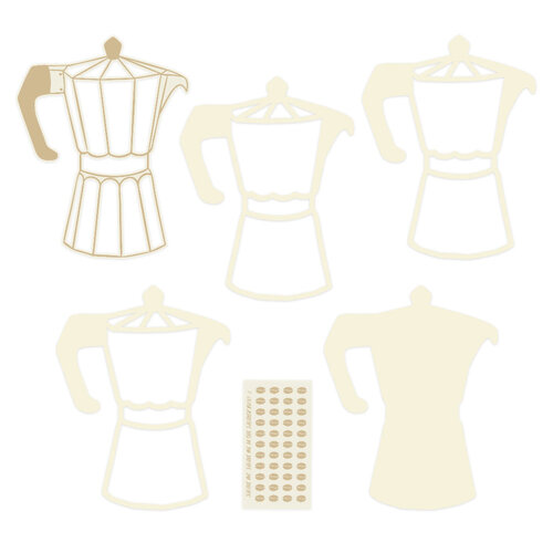 P13 - Coffee Break Collection - Light Chipboard Embellishments - Shaker Base - Coffee Maker 3 P13 - Coffee Break Collection - Light Chipboard Embellishments - Shaker Base - Coffee Maker