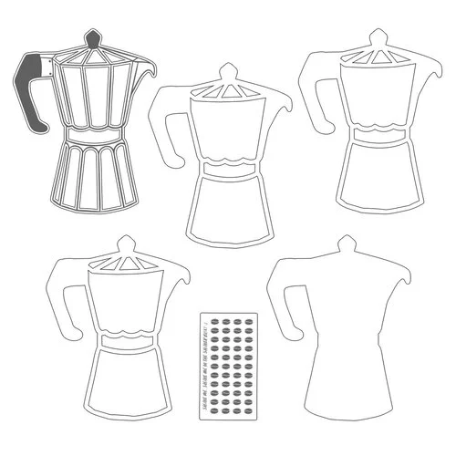 P13 - Coffee Break Collection - Light Chipboard Embellishments - Shaker Base - Coffee Maker 4 P13 - Coffee Break Collection - Light Chipboard Embellishments - Shaker Base - Coffee Maker