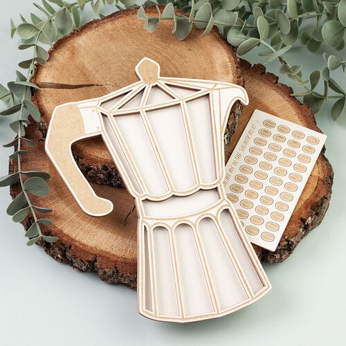 P13 - Coffee Break Collection - Light Chipboard Embellishments - Shaker Base - Coffee Maker 5 P13 - Coffee Break Collection - Light Chipboard Embellishments - Shaker Base - Coffee Maker