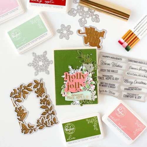 Pinkfresh Studio - Christmas - Layering Stencils - Winter Berries Frame 3 Pinkfresh Studio - Christmas - Layering Stencils - Winter Berries Frame