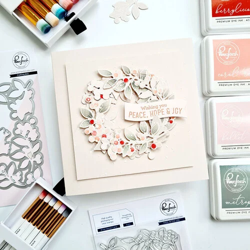 Pinkfresh Studio - Christmas - Layering Stencils - Winter Berries Frame 5 Pinkfresh Studio - Christmas - Layering Stencils - Winter Berries Frame