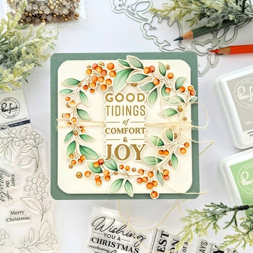 Pinkfresh Studio - Christmas - Layering Stencils - Winter Berries Frame 6 Pinkfresh Studio - Christmas - Layering Stencils - Winter Berries Frame