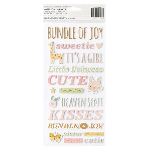 American Crafts - Hello Little Girl Collection - Thickers - Phrase 2 American Crafts - Hello Little Girl Collection - Thickers - Phrase