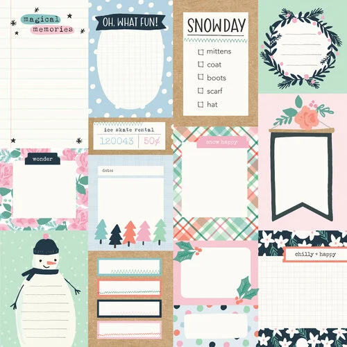 Simple Stories - Winter Wonder Collection - 12 x 12 Double Sided Paper - Journal Elements