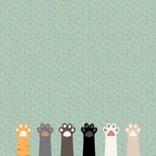 Scrapbook Customs - 12 x 12 Double Sided Paper - Cat Paws and Cat Food