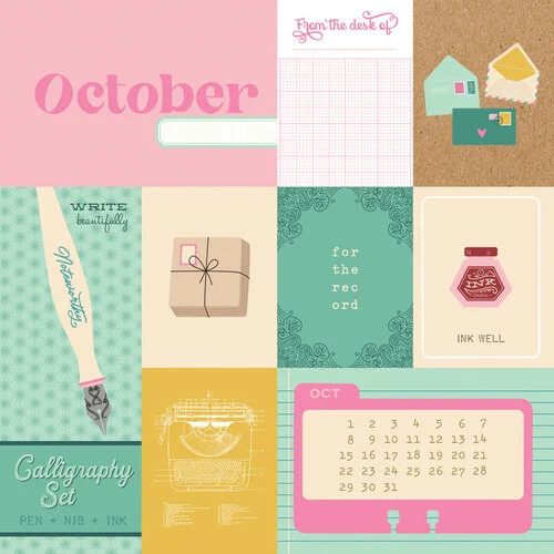 Simple Stories - Noteworthy Collection - 12 x 12 Double Sided Paper - October